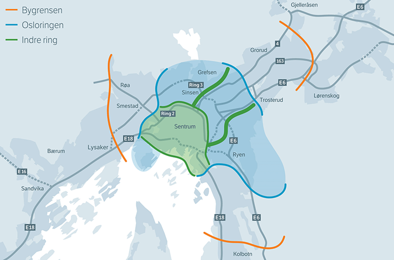 Kart over bomsnittene i Oslo.Illustrasjon.