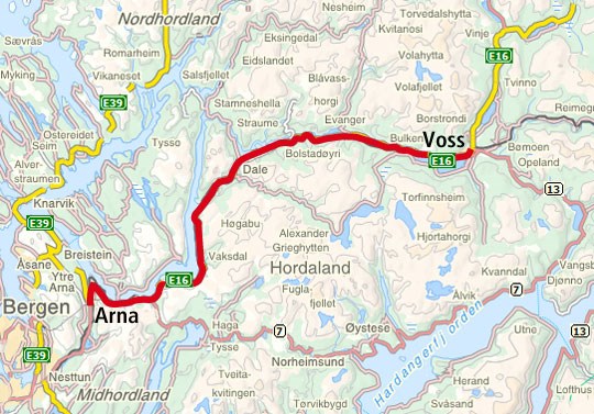 Kart E16 Voss-Arna