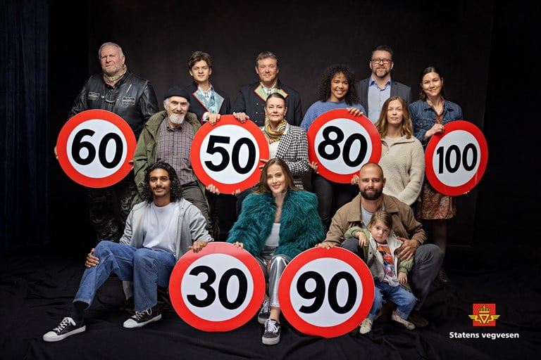 Skjermbilde fra kampanjefilmen Flertallet holder fartsgrensen, fra Statens vegvesen