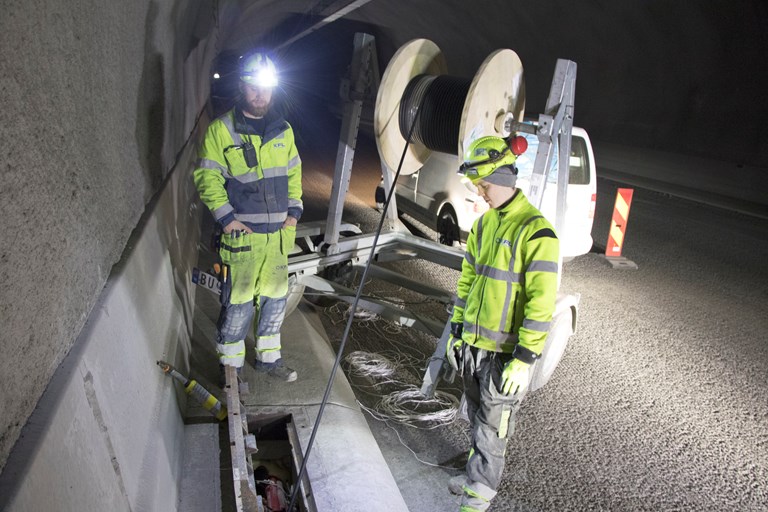 Elektro i Mælefjelltunnelen Johan Didrik Svendsen og Heine Kauppinen (uten skjegg)