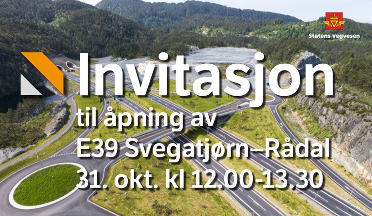 Invitasjon til åpning av E39 Svegatjørn-Rådal - illustrasjon