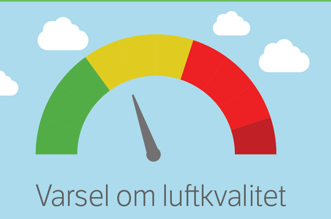 Varslingstjenesten på Luftkvalitet i Norge og YR-appen viser hvordan luftkvaliteten blir de neste 24 timene. Kilde: Luftkvalitet i Norge (miljodirektoratet.no)