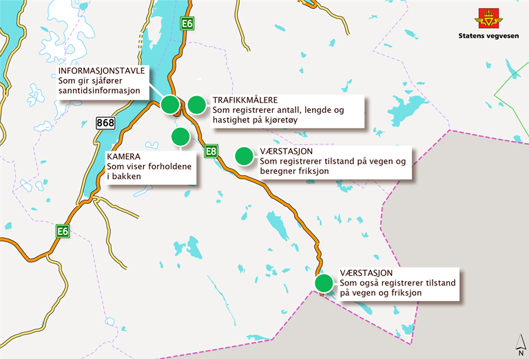 Tiltak i ITS-prosjektet E8 Skibotn-Kilpisjärvi