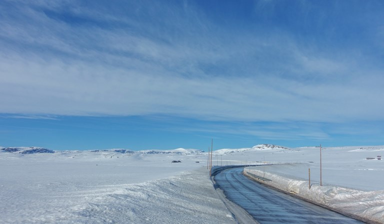 Bilde fra rv. 7 Hardangervidda i vinterprakt