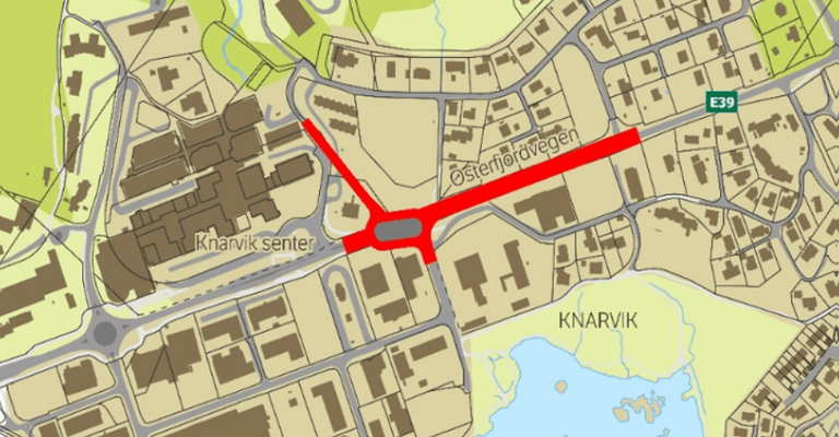 E39 oval rundkjøring Knarvik.