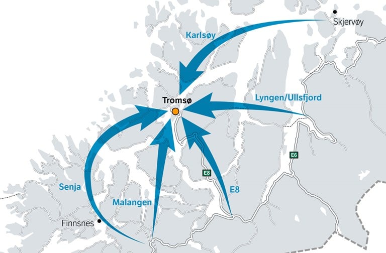 Statens vegvesen skal utrede fem hovedinnfartsårer til Tromsø. 
