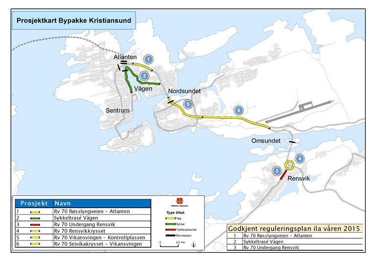 Oversiktskart over Bypakke Kristiansund februar 2015