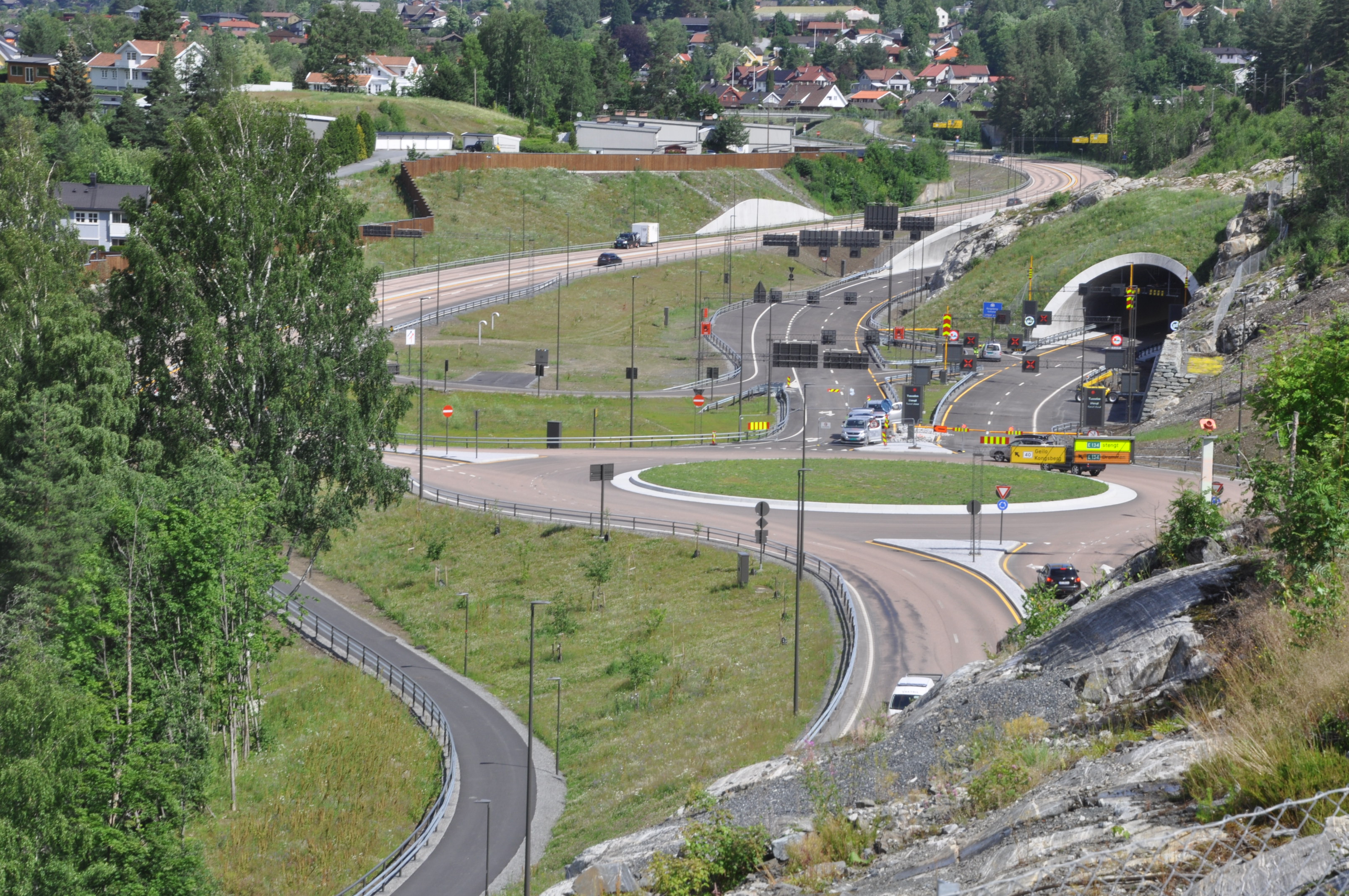 Tislegårdkrysset blir Kongsbergs nye trafikknutepunkt. (Foto: Kjell Wold)