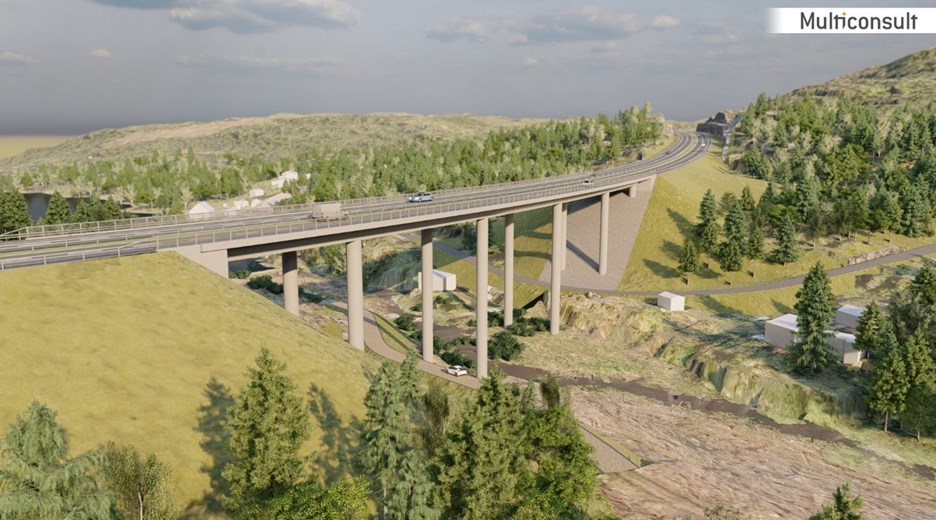 Modell av Elgsjøbrua som blir den største konstruksjonen på den nye veien.