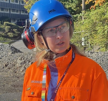 Ane Lillebuen Berge er klimarådgiver for Skanska på entreprise E102 Fornebukrysset-Strand