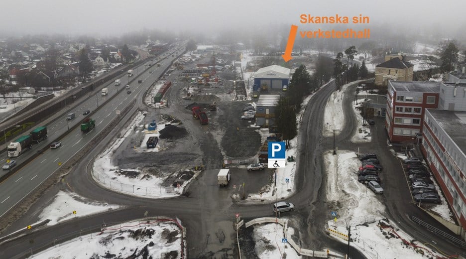 Nabomøtet 08.februar blir i Skanska sin verkstedhall på anleggsområdet på Ramstadsletta - jfr. skisse.
