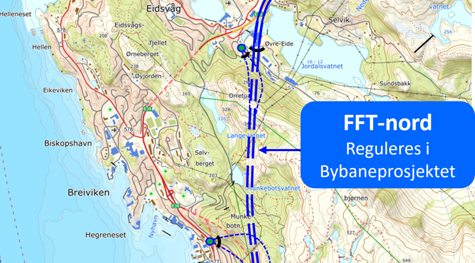 Kart over Fløyfjelltunnelen 