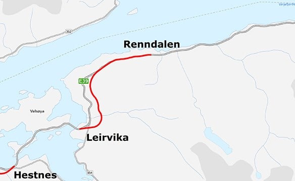 E39 Betna–Stormyra, Leirvika–Renndalen