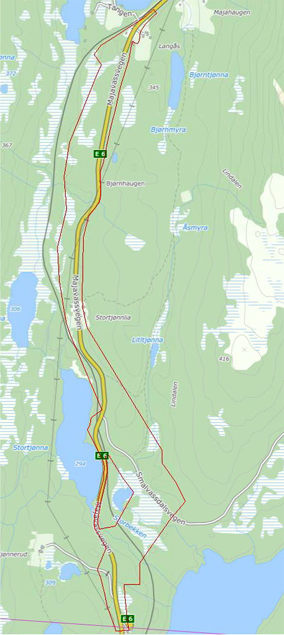 Planområdet E6 Trøndelag grense–Majahaugen