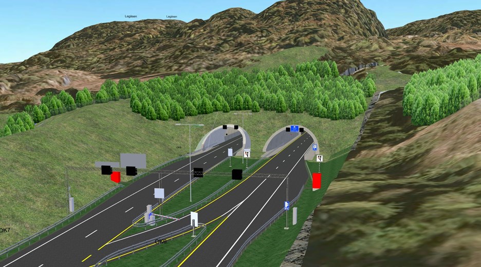 modell av to løps tunnel ved tunnelåpning
