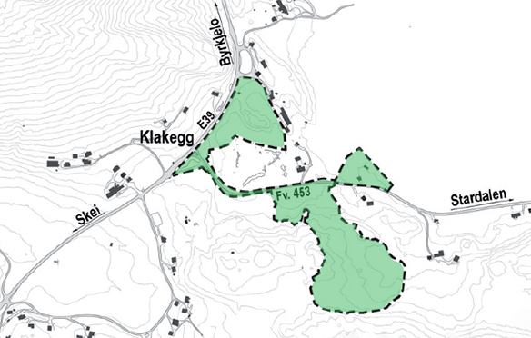 Rv. 5 Kjøsnesfjorden planområdet deponi Klakegg