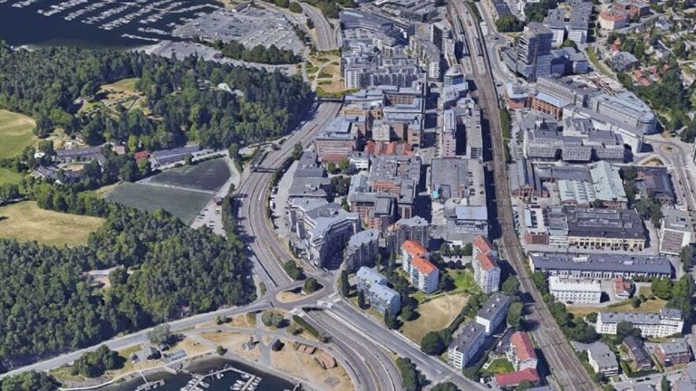 Bilde sett ovenfra av Bygdøylokket og Sjølystlokket 